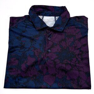 Bonobos Golf L Slim Fit Floral Blue Purple Short Sleeve Men's Polo Shirt
